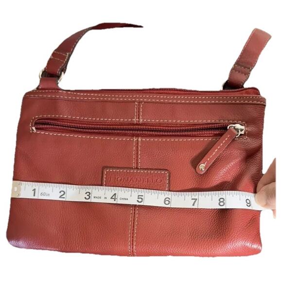 Tignanello Red Pebble Leather Crossbody Bag Built in Organizer Wallet Purse - Picture 3 of 15